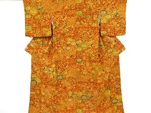 リサイクル　縮緬地　切りばめ風　花古典柄小紋着物